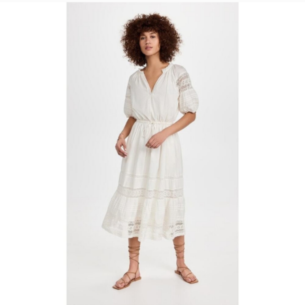 Velvet by Graham & Spencer White Andy Short Sleeve Dress sz Medium - Picture 4 of 6